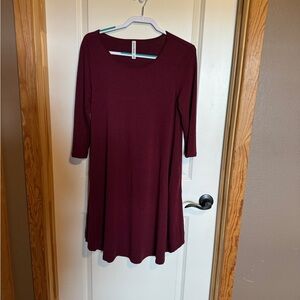 Zenana‎ Women Size Medium Elegant Burgundy A-Line Dress